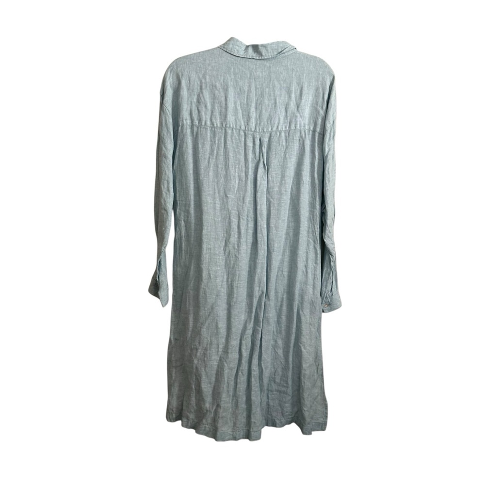 JNY JONES NY 100% Linen Light Blue T-Shirt Dress Tunic Top With Pockets- L - Picture 7 of 8
